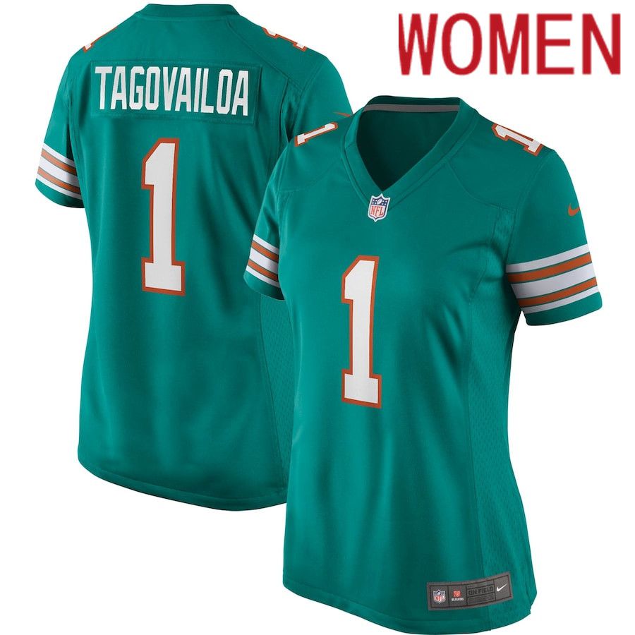 Women Miami Dolphins #1 Tua Tagovailoa Nike Green Alternate Game NFL Jersey->women nfl jersey->Women Jersey